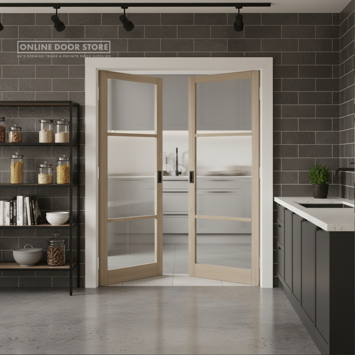 LPD Blonde Oak Sutton Reeded Glazed Internal Door