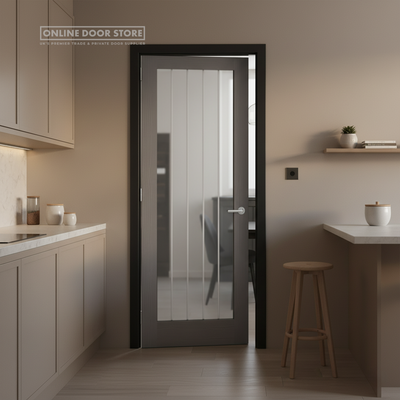 LPD Grey Moulded Textured Vertical 1L Internal Glazed Door