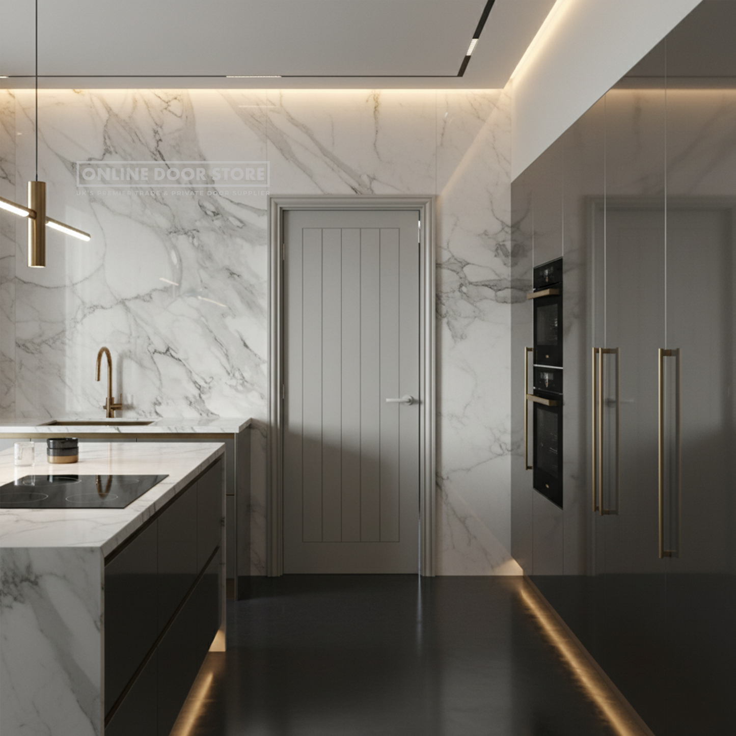 LPD Grey Moulded Textured Vertical 5P FD30 Fire Door