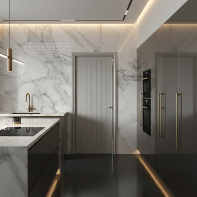 LPD Grey Moulded Textured Vertical 5P FD30 Fire Door