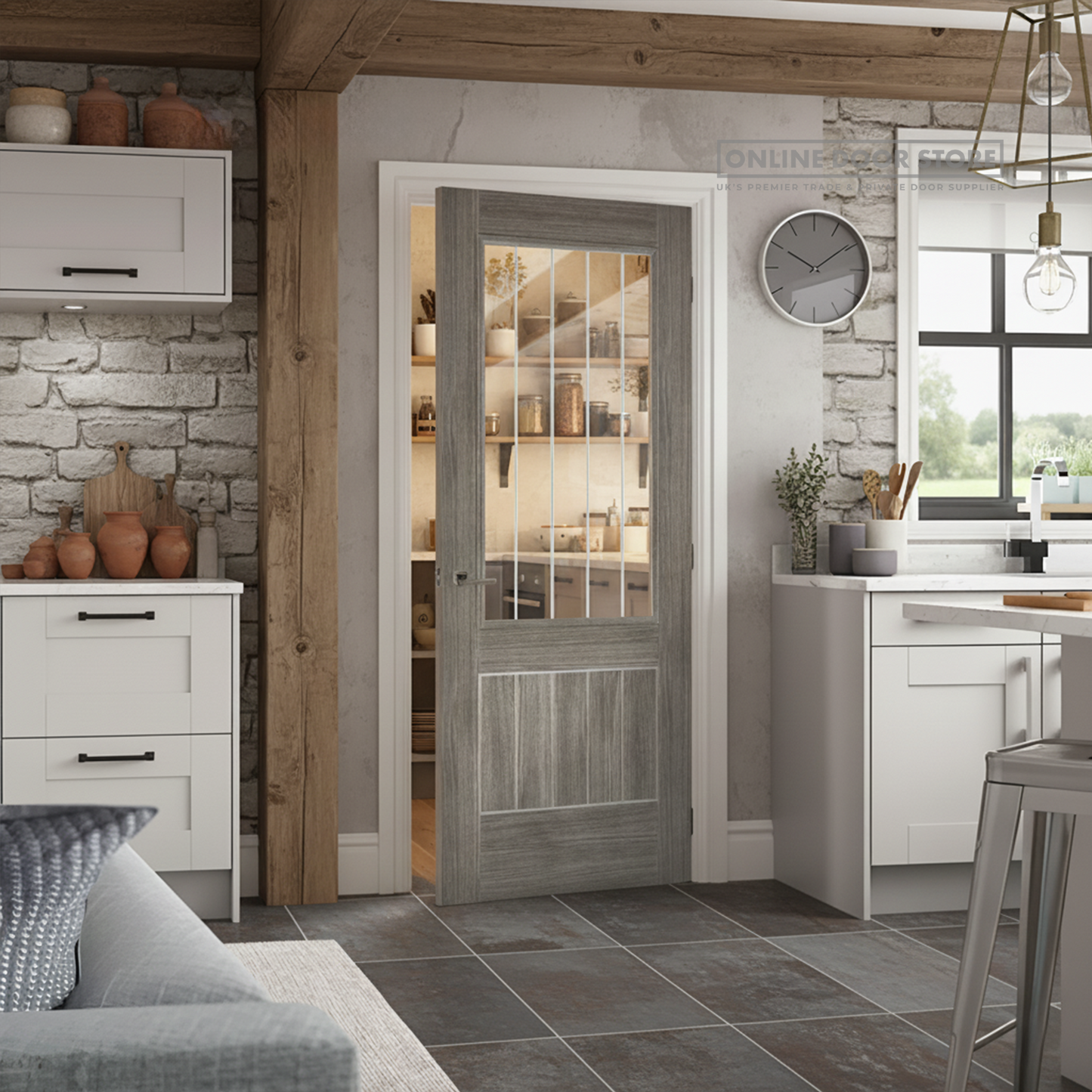 LPD Laminate Light Grey Mexicano Internal Glazed Door