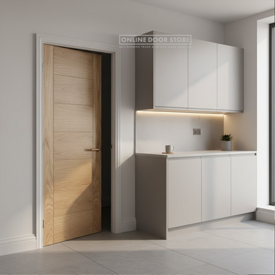 LPD Oak Carini 7-Panel Pre-Finished FD30 Fire Door