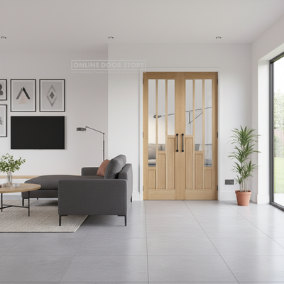 LPD Oak Coventry PrePre-Finished Internal Glazed Door 3L Pairs