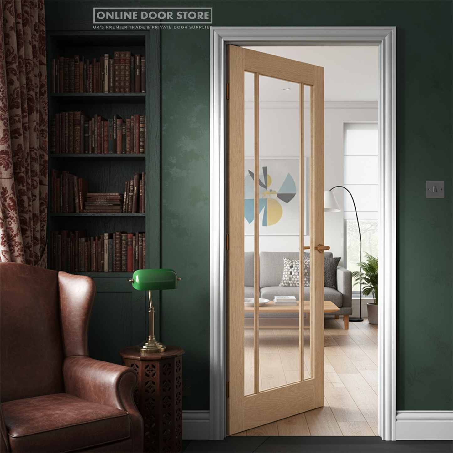 LPD Oak Lincoln Pre-Finished 3 Light Internal Door