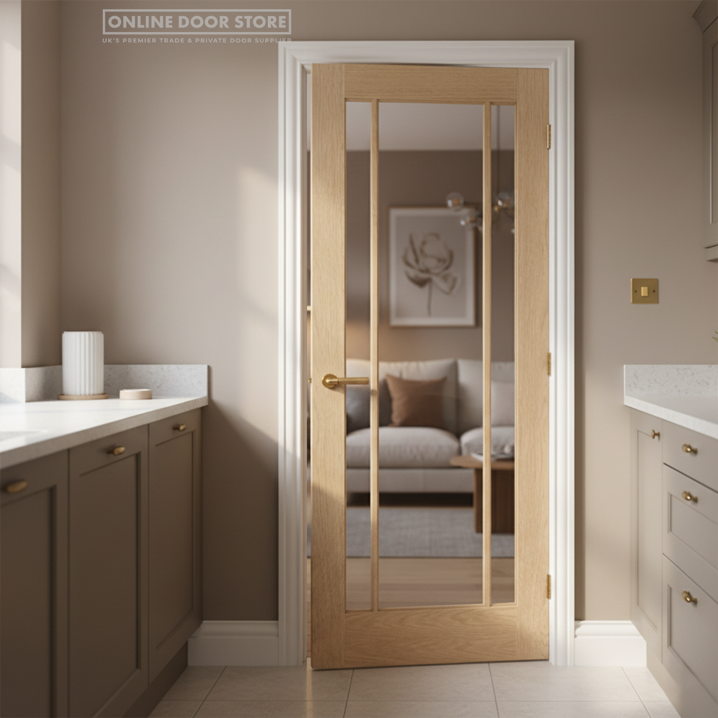 LPD Oak Lincoln Unfinished 3 Light Internal Glazed Door