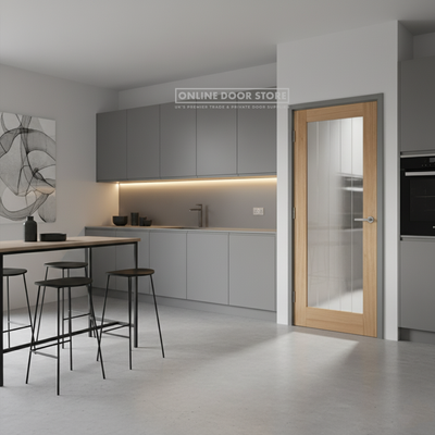 LPD Pre-Finished Oak Mexicano FD30 Glazed Fire door