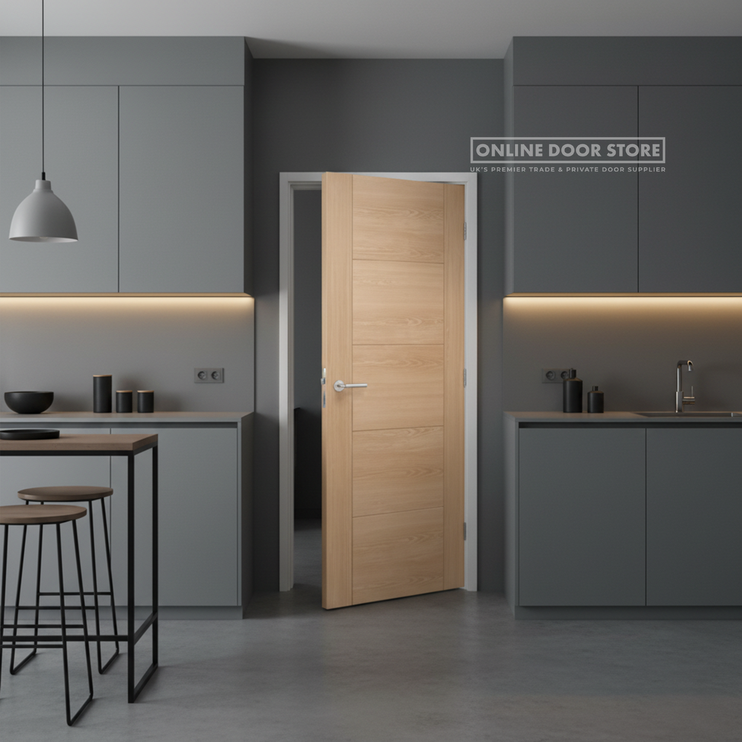 LPD Pre-Finished Oak Vancouver 5 panel FD30 Fire Door