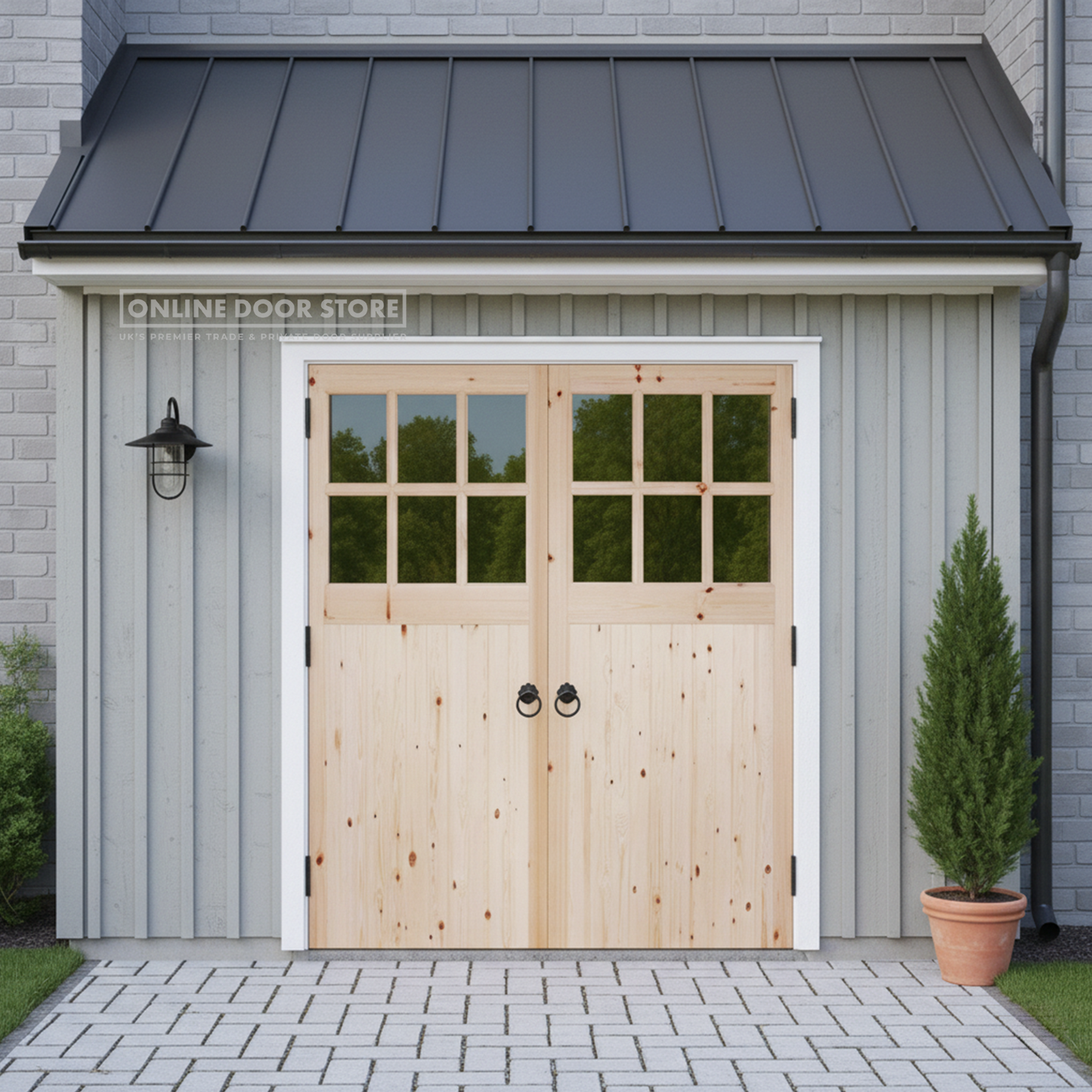 LPD Redwood Single-Glazed Garage Door Pair