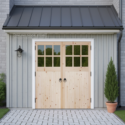 LPD Redwood Single-Glazed Garage Door Pair