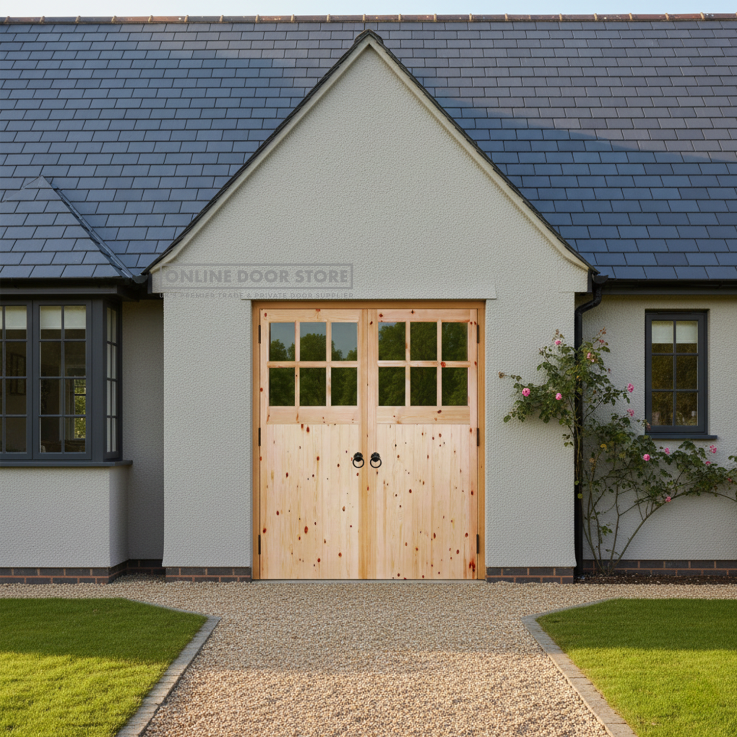 LPD Redwood Single-Glazed Garage Door Pair