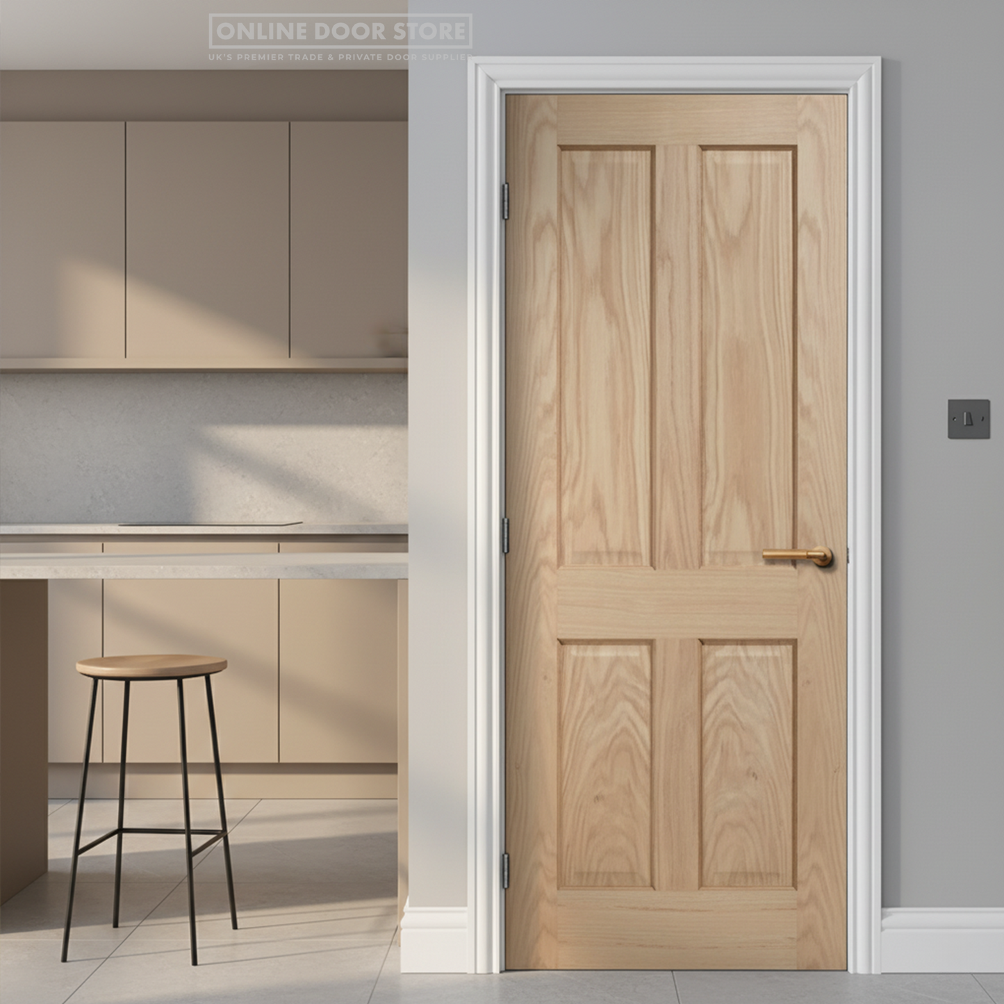 LPD Regency Unfinished Oak 4 panel Internal Door