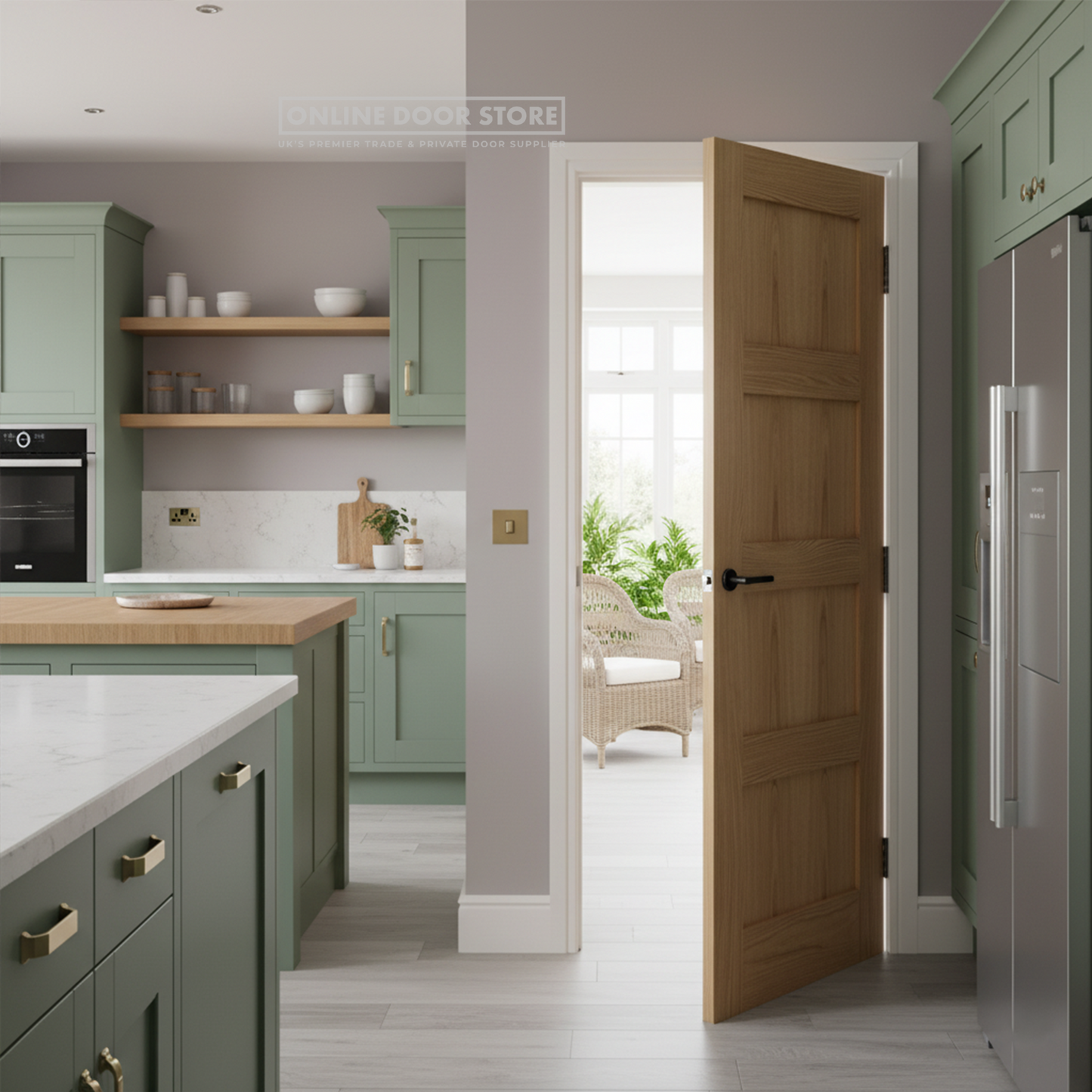 LPD Unfinished Oak- Shaker 4 panel Internal Door (Metric)