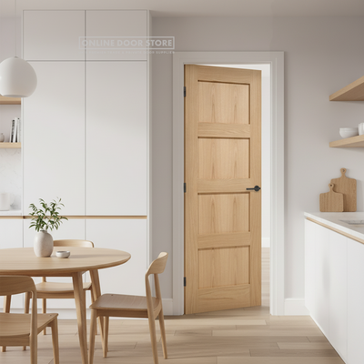 LPD Unfinished Oak Shaker 4 panel FD30 Fire Door