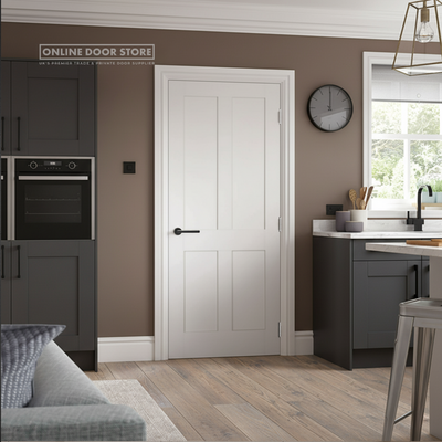 LPD Victorian Shaker London Four Panel White Primed Internal Door