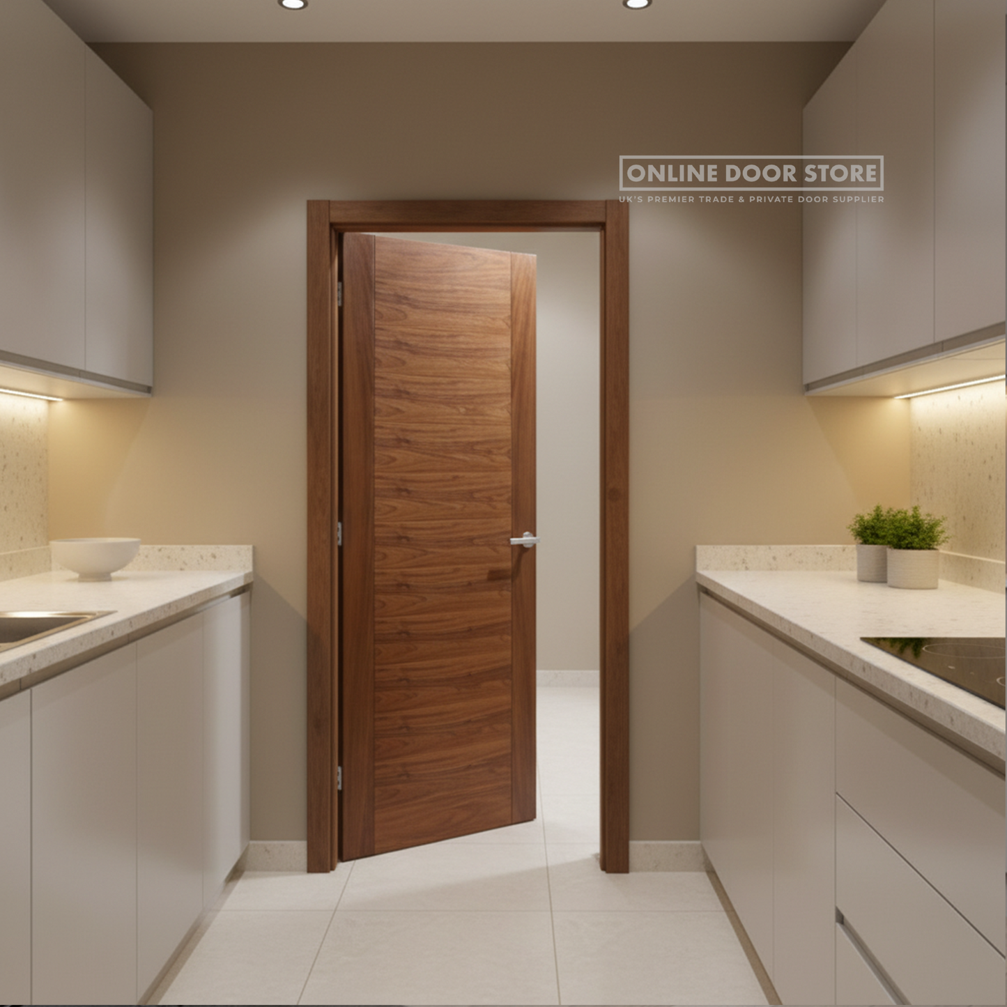 LPD Walnut Vancouver 5 Panel FD30 Fire Door