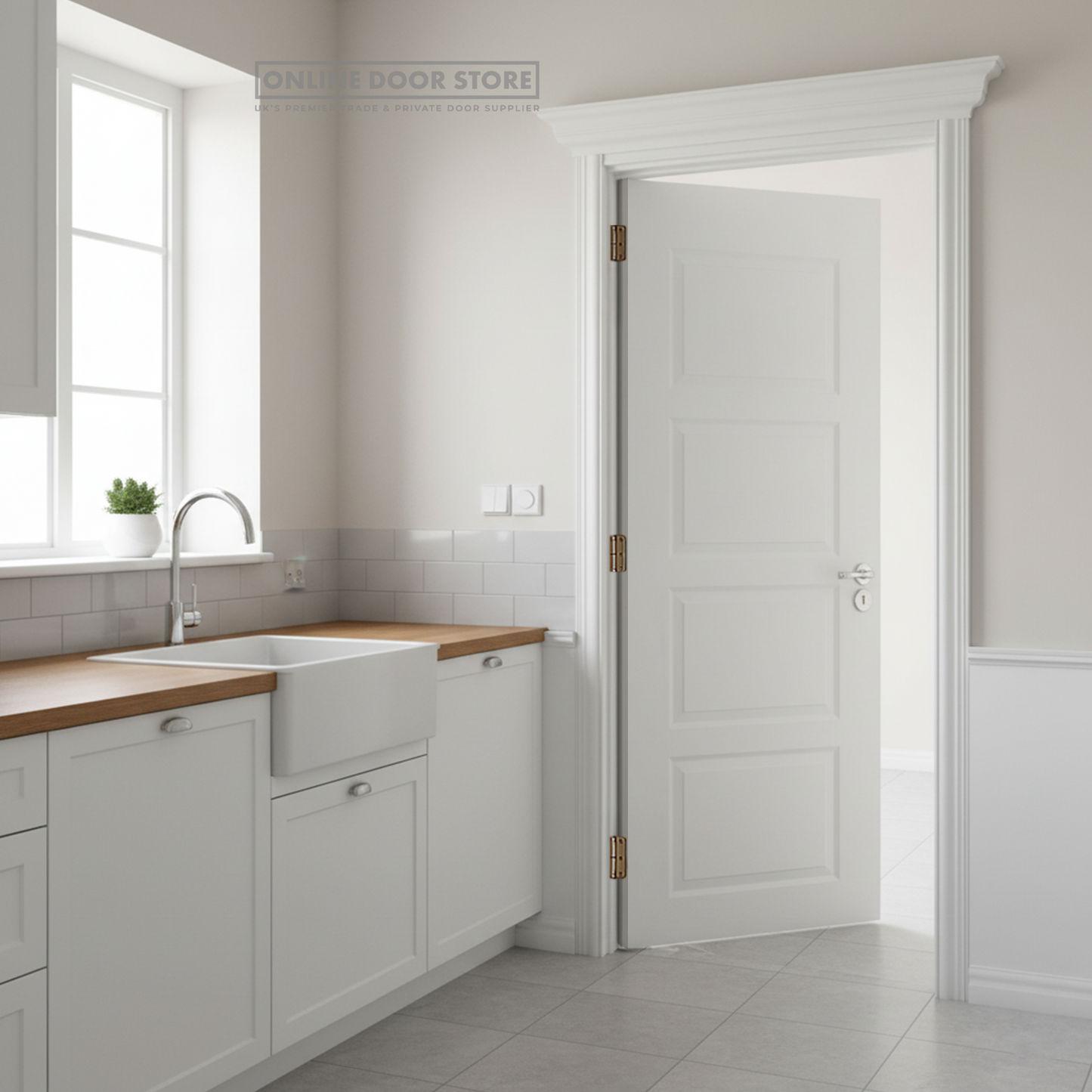 LPD White Contemporary FD30 Fire Door