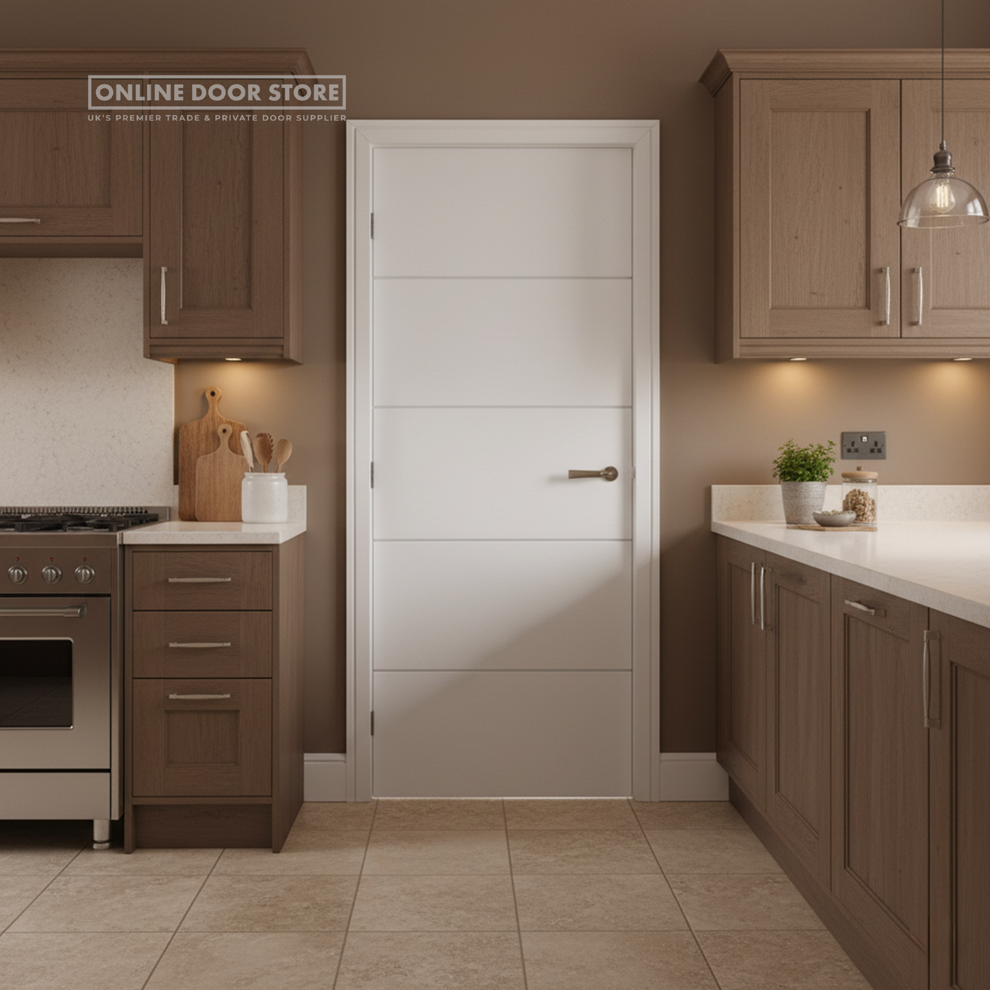 LPD White Moulded Horizontal Four Line FD30 Fire Door