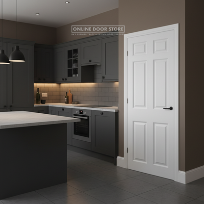 LPD White Moulded Smooth 6-Panel Square Top FD30 Fire Door