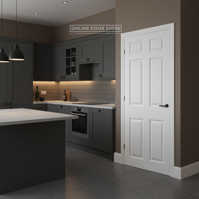 LPD White Moulded Smooth 6-Panel Square Top FD30 Fire Door