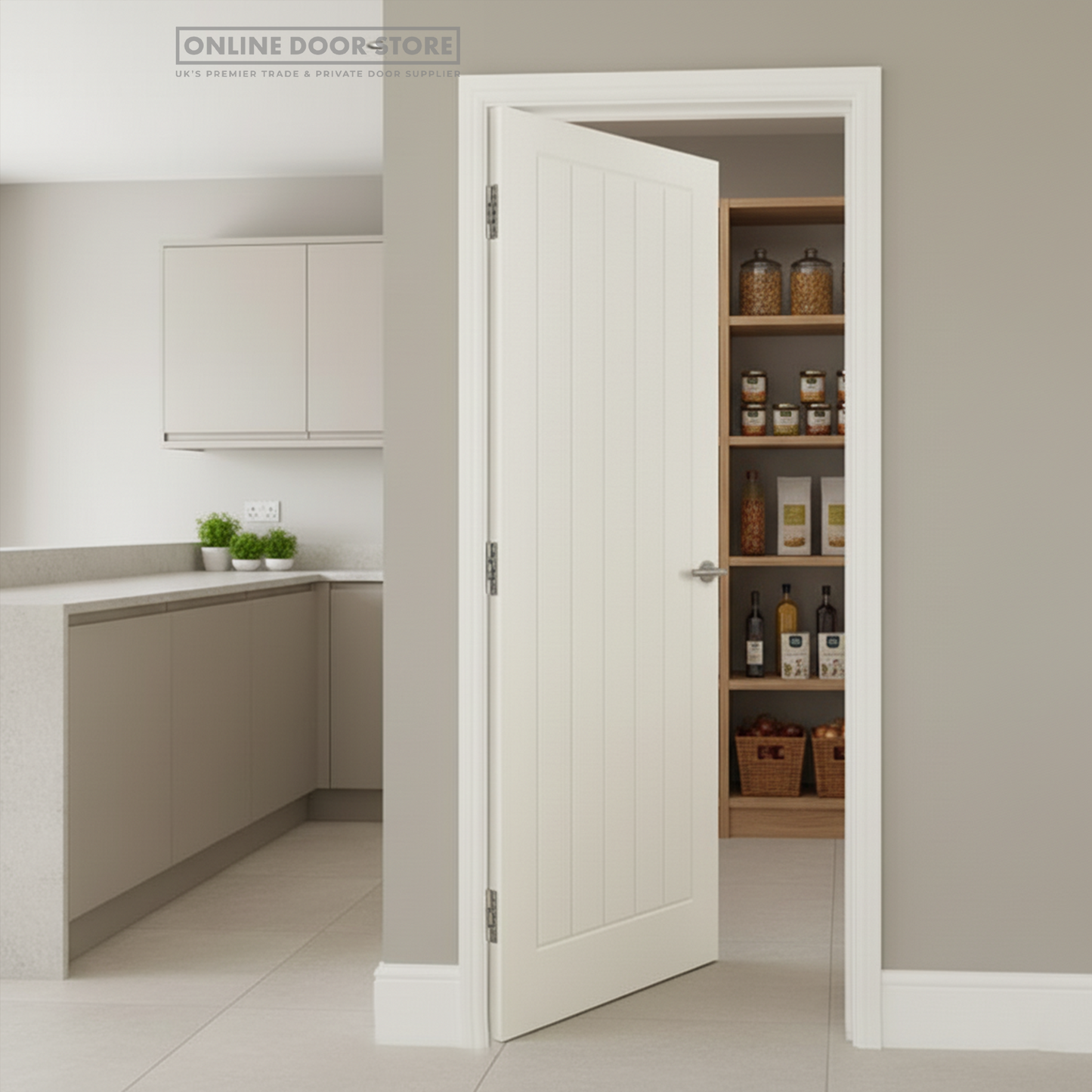 LPD White Moulded Textured Vertical 5P FD30 Fire Door