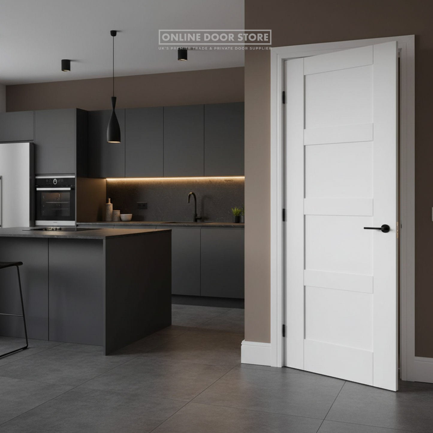 LPD White Shaker 4-Panel FD30 Fire Door