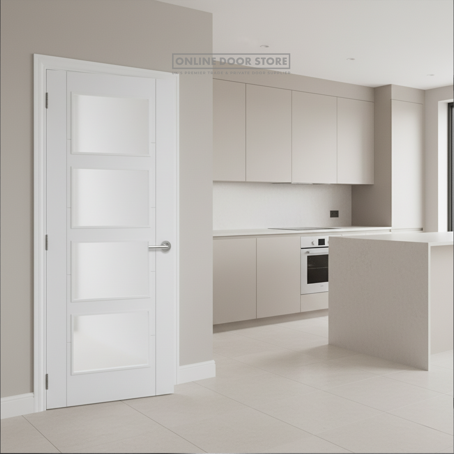 LPD White Vancouver  4 Light Clear Glazed Fire Door