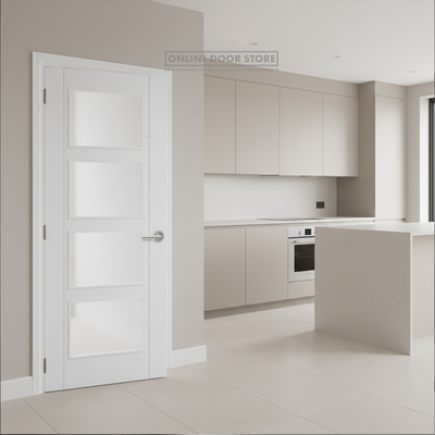 LPD White Vancouver  4 Light Clear Glazed Fire Door