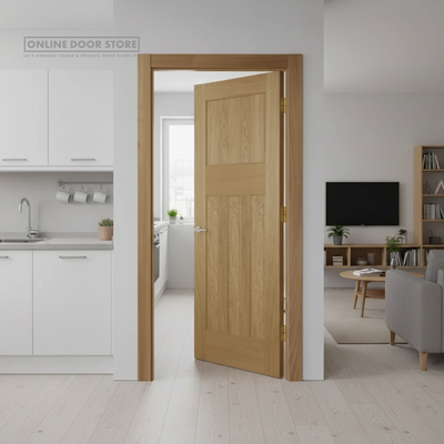 Mendes 1930's Un-Finished Oak 4 Panel FD30 Fire Door