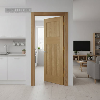 Mendes 1930's Un-Finished Oak 4 Panel FD30 Fire Door