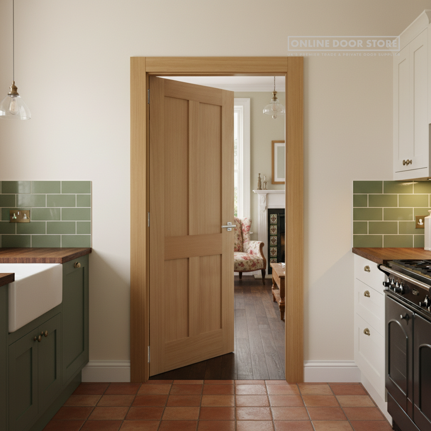 Mendes Bristol Un-Finished Oak 4 Panel Shaker FD30 Fire Door