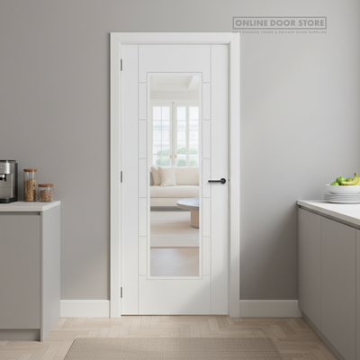 Mendes CORSICA White Primed 1 Light Clear Glazed FD30 Fire Door