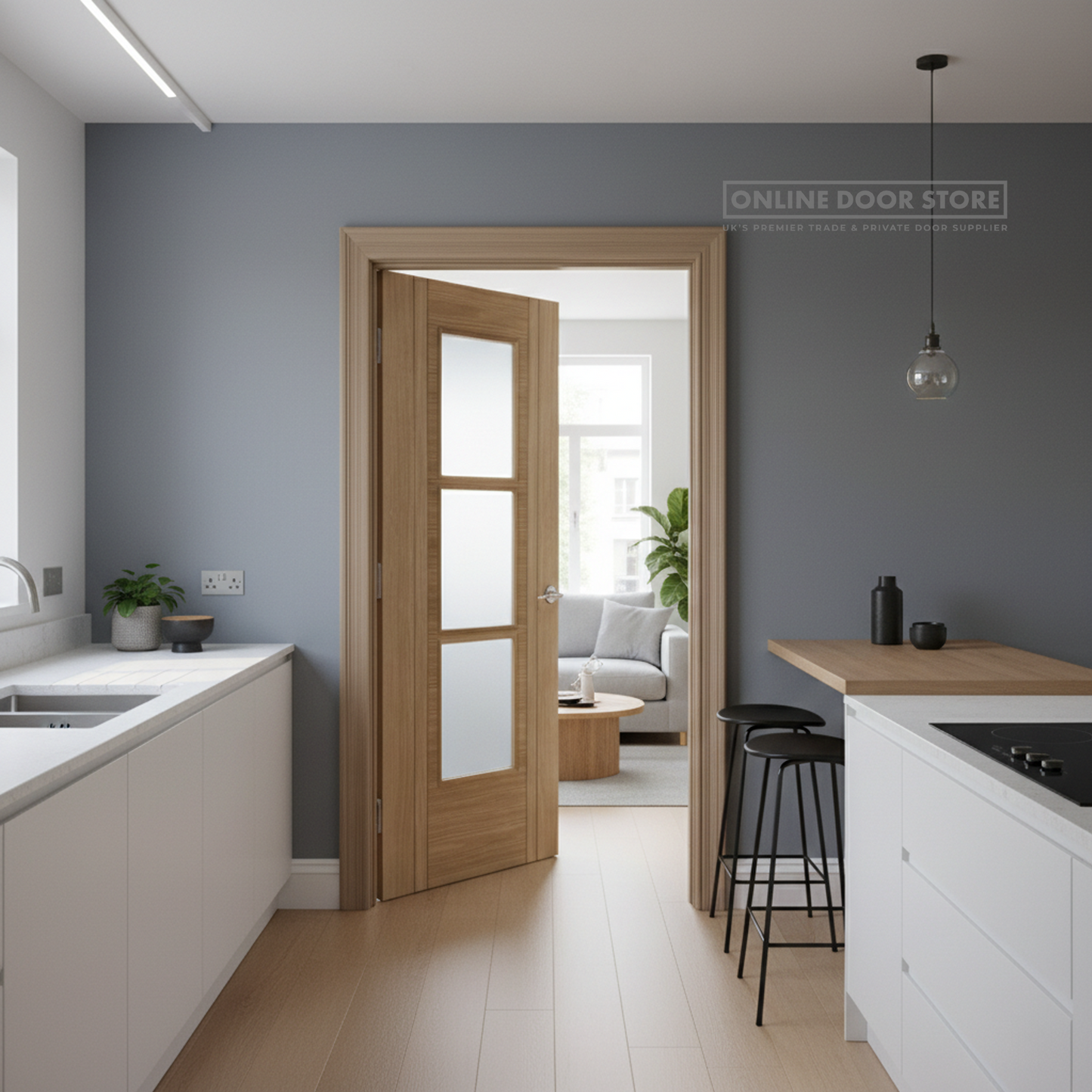 Mendes Capri Pre-Finished Oak 3 Light Glazed FD30 Fire Door