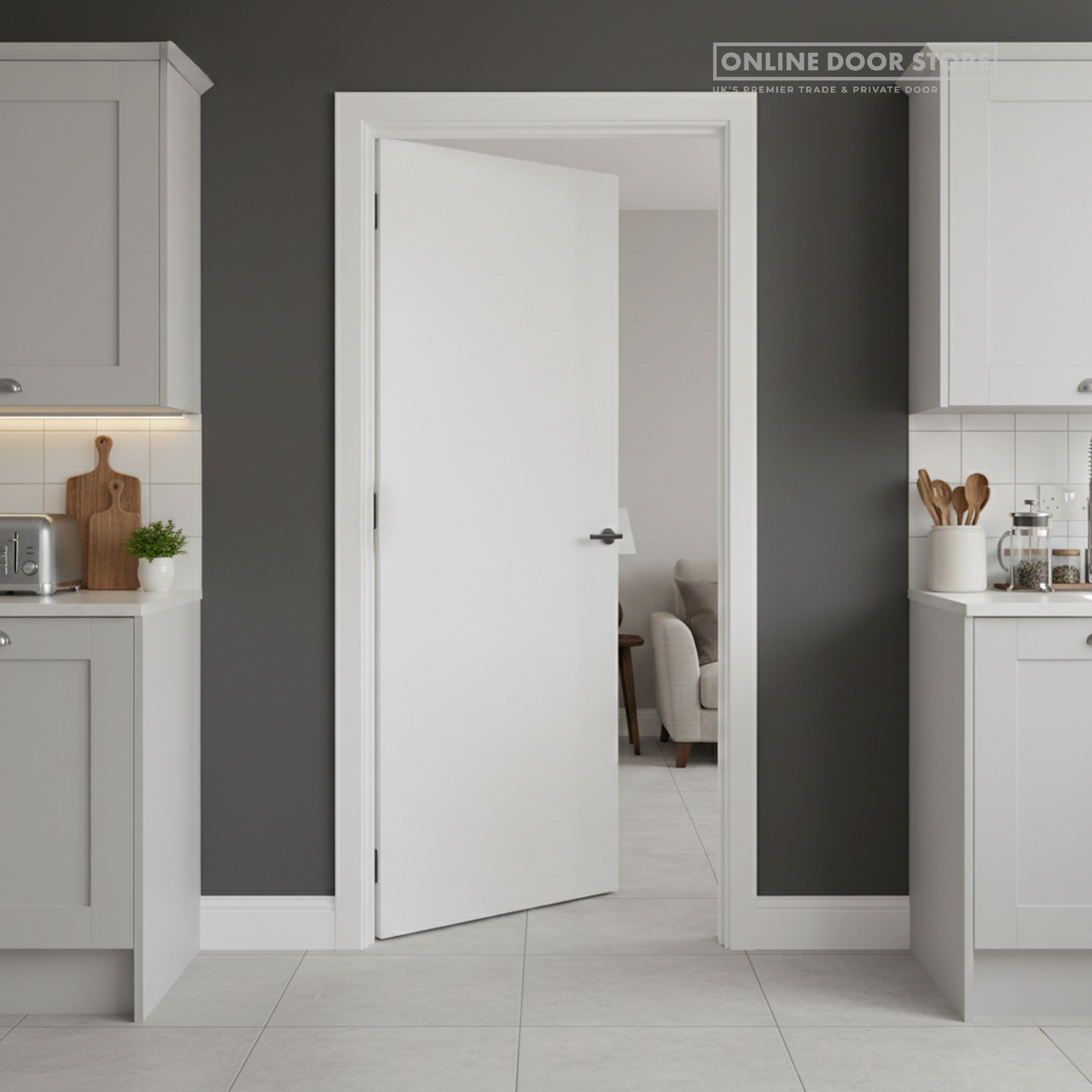 Mendes Capri White Primed Flush Grooved Internal Door