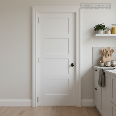 Mendes Contemporary Deluxe White Primed 4 Panel FD30 Fire Door