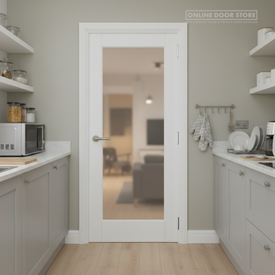 Mendes Deluxe White Primed 1 Light Shaker Clear Internal Glazed Door