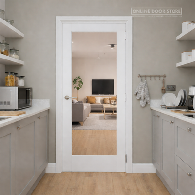 Mendes Deluxe White Primed 1 Light Shaker Clear Internal Glazed Door