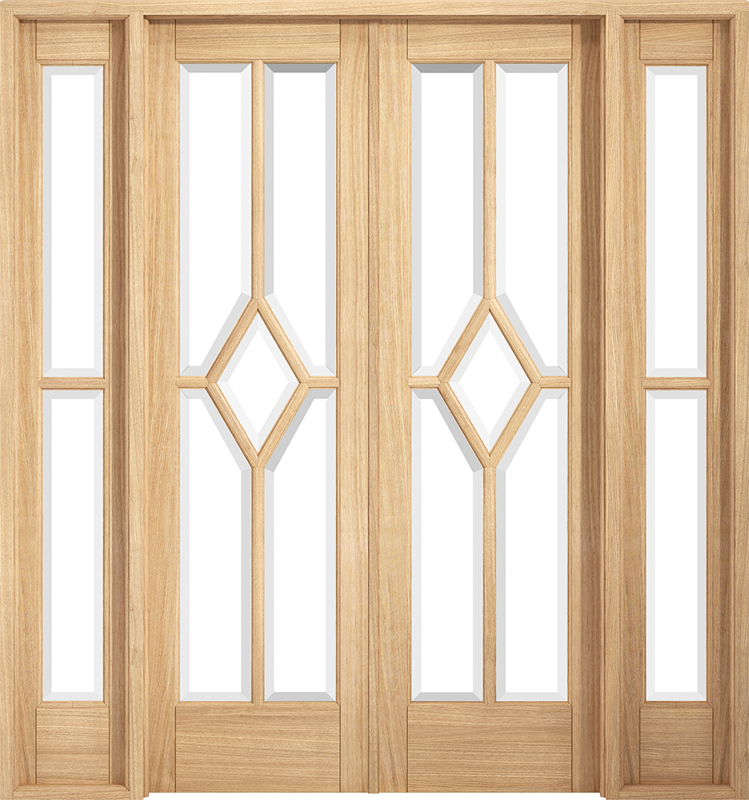 LPD Oak Reims (Diamond) Room Divider Set Glazed Door Pair
