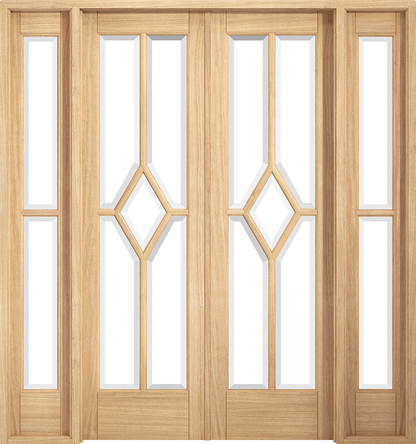 LPD Oak Reims (Diamond) Room Divider Set Glazed Door Pair