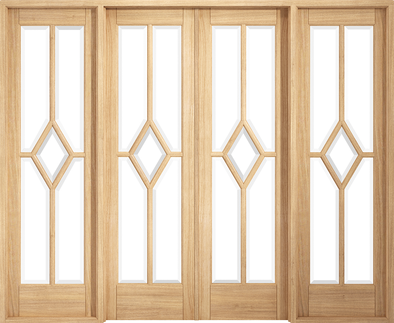 LPD Oak Reims (Diamond) Room Divider Set Glazed Door Pair