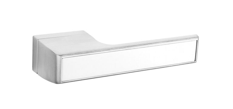 Atlantic Tupai Rapido VersaLine Tobar Designer Lever on Long Rose - Satin Stainless Steel Decorative Plate - Bright Polished Chrome