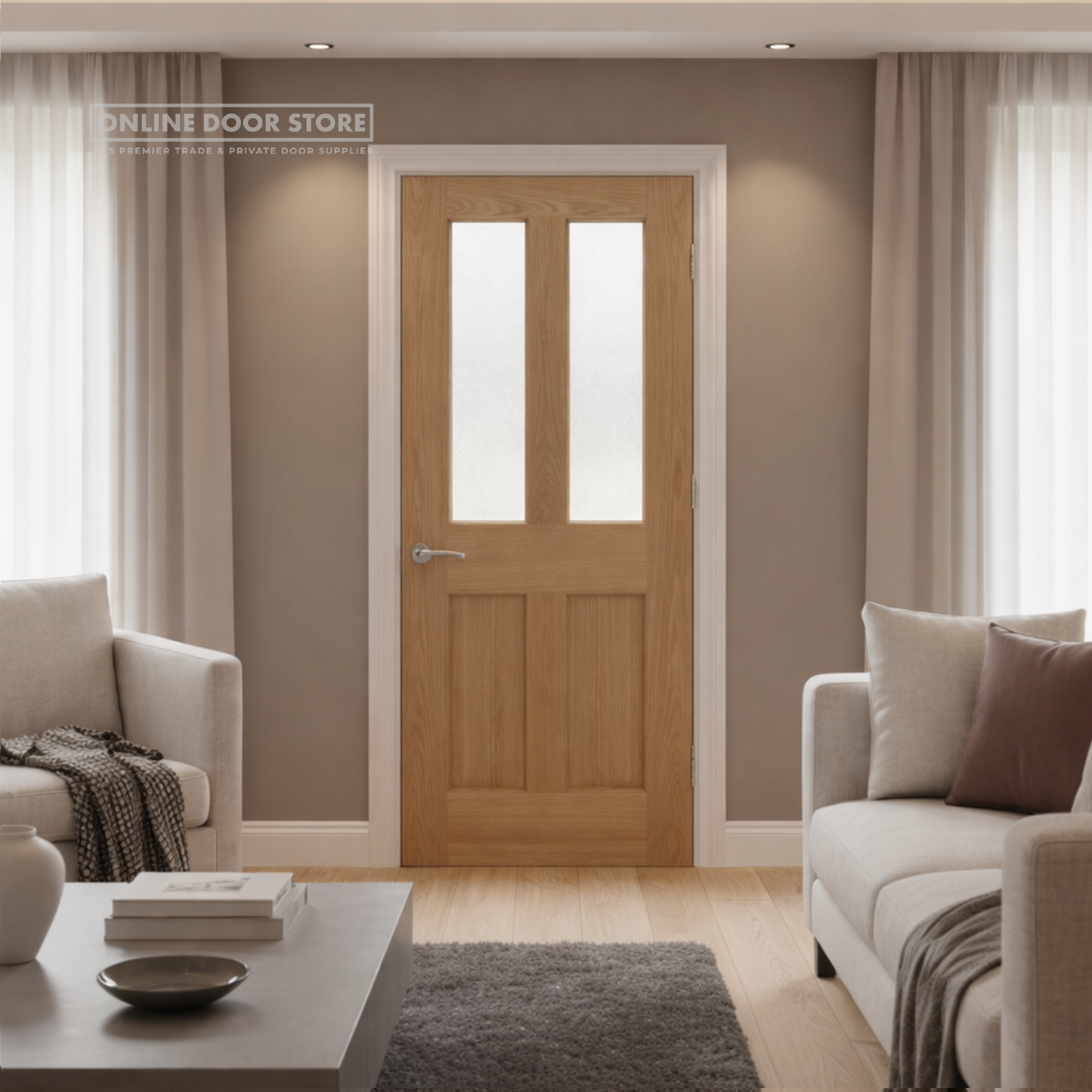 XL Joinery Malton Oak Bevelled Glass Clear Internal Glazed Door