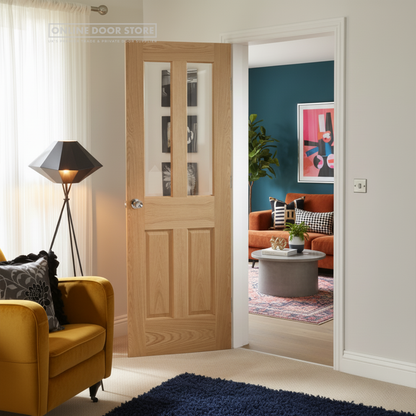 XL Joinery Malton Pre-finished Oak Bevelled Glass Internal Glazed Door