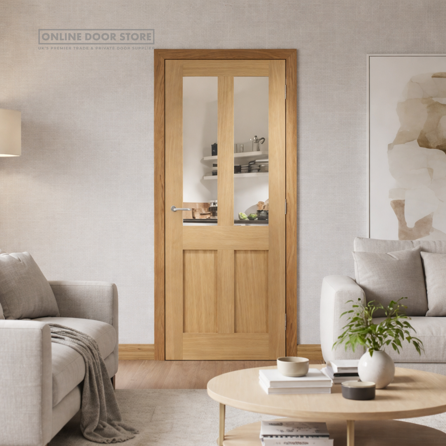 XL Joinery Malton Shaker Oak Clear Internal Glazed Door