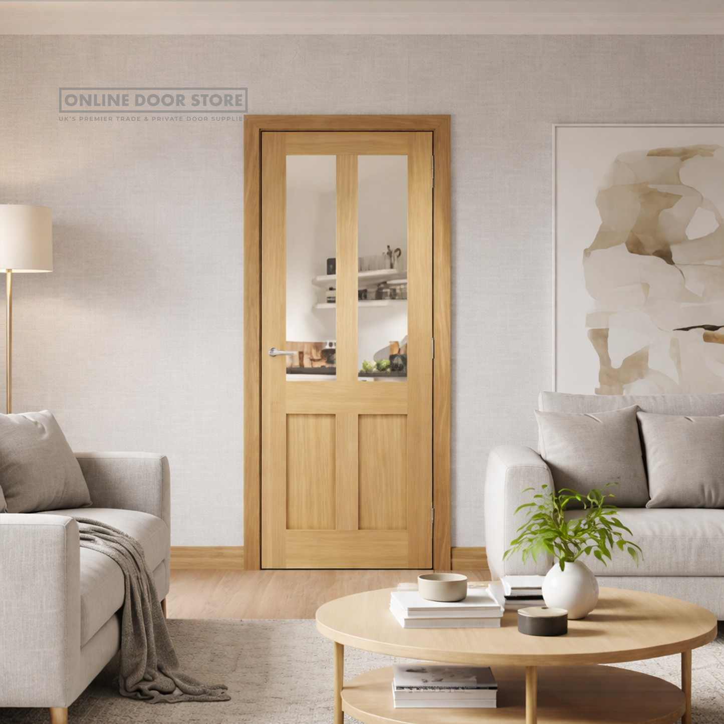 XL Joinery Malton Shaker Oak Clear Internal Glazed Door