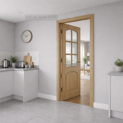 XL Joinery Riviera Oak Bevelled Glass Internal Glazed Door