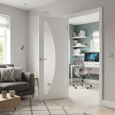 XL Joinery Salerno White Primed Clear Glazed FD30 Fire Door