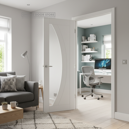 XL Joinery Salerno White Primed Clear Glazed FD30 Fire Door