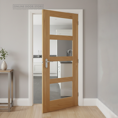 XL Joinery Shaker 4 Light Oak Clear Internal Glazed Door