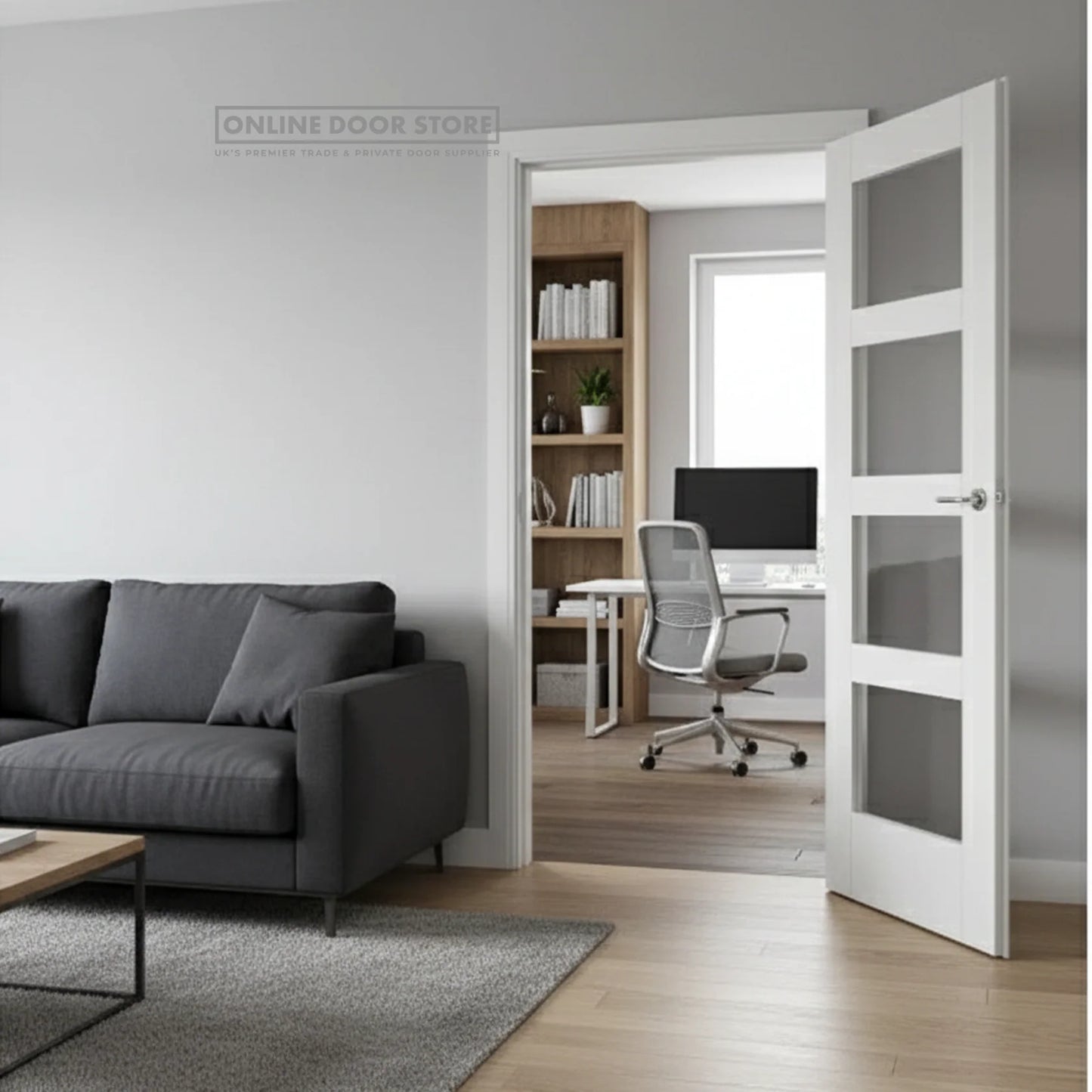 XL Joinery Shaker White Primed Clear Glazed FD30 Fire Door
