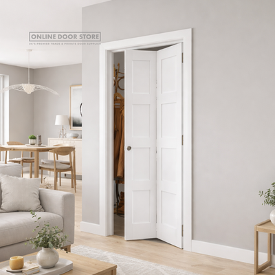 XL Joinery Shaker 4 Panel White Primed Bi-Fold Internal Door